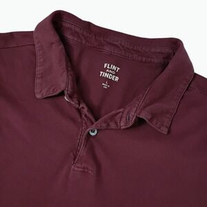 Flint and Tinder Polo Shirt Mens Large Burgundy Red 100% Supima Cotton USA